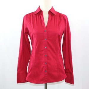 Express Essential Stretch Button Down Shirt - Wine - Size Small - EUC!!